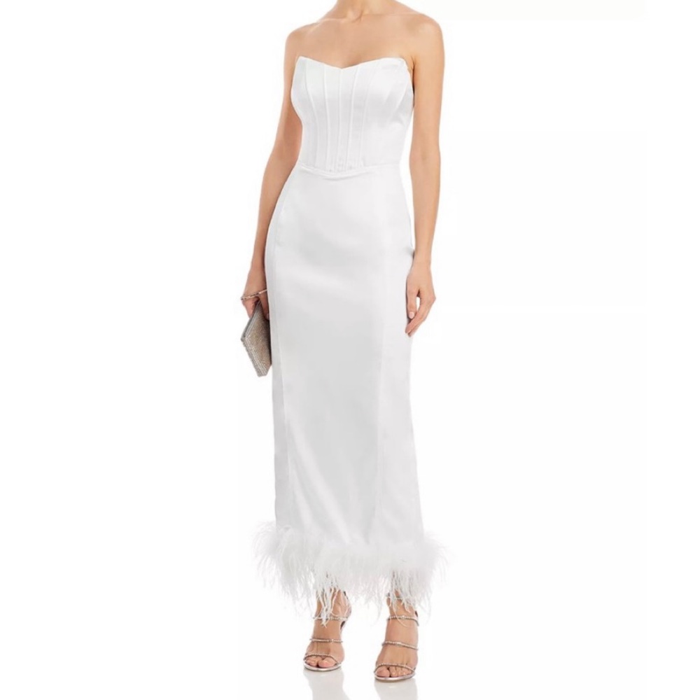 White dress with Feather Trim